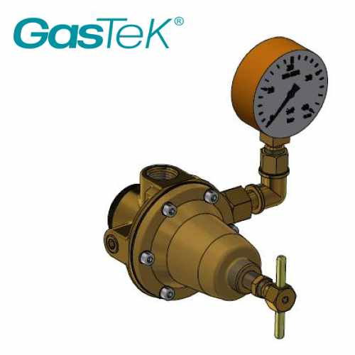 GasTek® GT4035 In-Line Oxygen Single Stage Vertical Flow Bottom Valve 0-35LPM 1/2"NPT In/Outlet