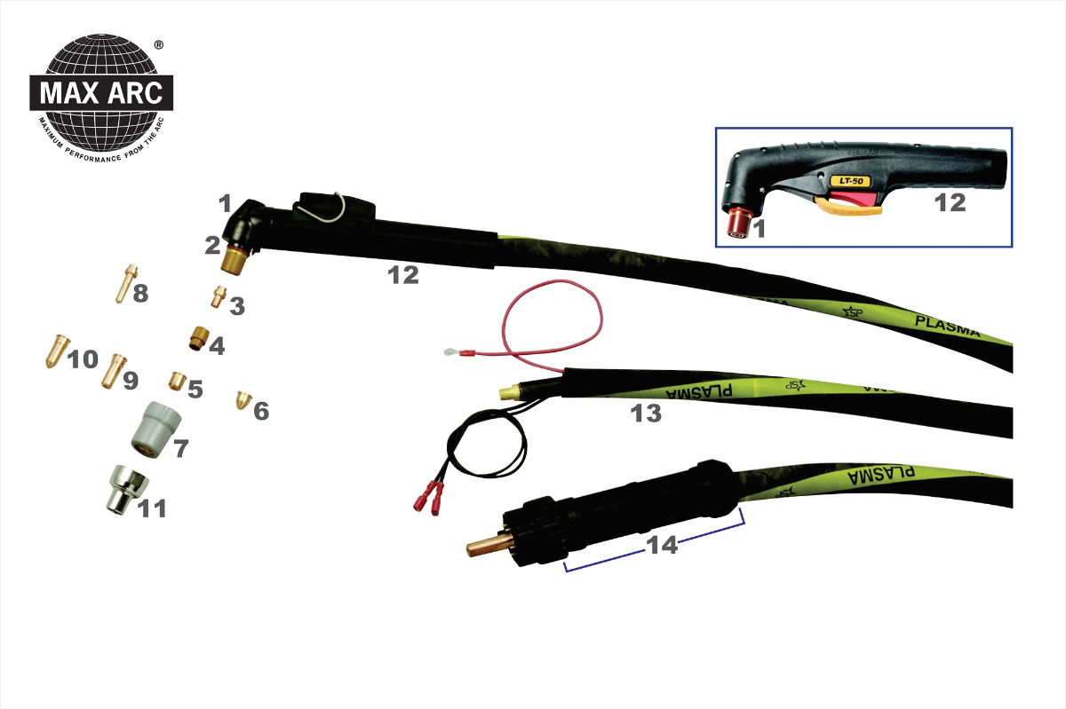 Cebora Prof 35HF, Prof 50 Torches & Parts