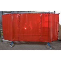 3 Panel Red Portable Welding Screen In Use