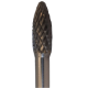 8 x 20 Flame Shaped Carbide Burr Diamond Cut 6mm Shank