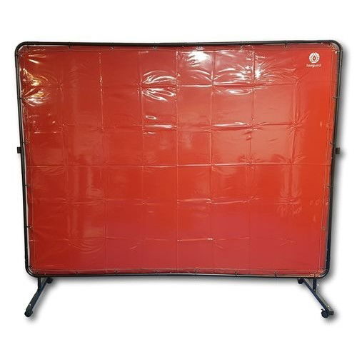 Red Portable Welding Screen 2400mm x 1800mm with Frame & Castors