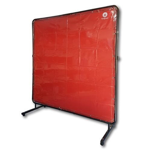 Red Portable Welding Screen 1800mm x 1800mm with Frame & Castors