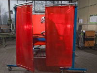 3 Panel MasterWeld® MW210-3HD Heavy Duty Dark Green Portable Welding Screen with Side Arms