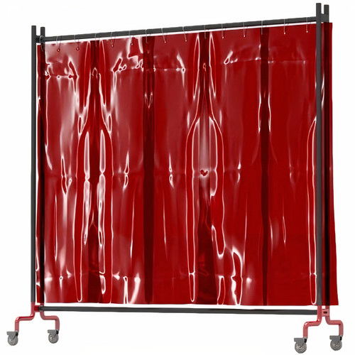 Red Heavy-Duty Portable Welding Curtain with Castors