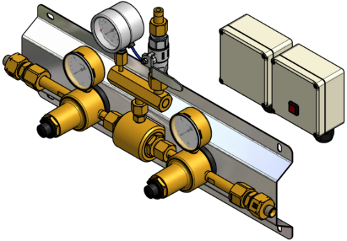 Auto Gas Manifold Propane 40 Bar 2x1 Inlet 10 Bar Outlet