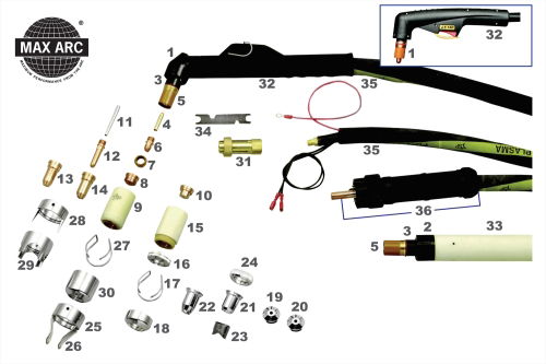 Cebora Prof 150 Plasma Torch & Spares